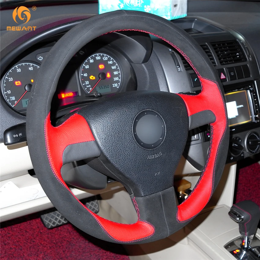 MEWANT красная кожа черная замша автомобильный чехол на руль для Volkswagen Old VW Golf Polo Sagitar