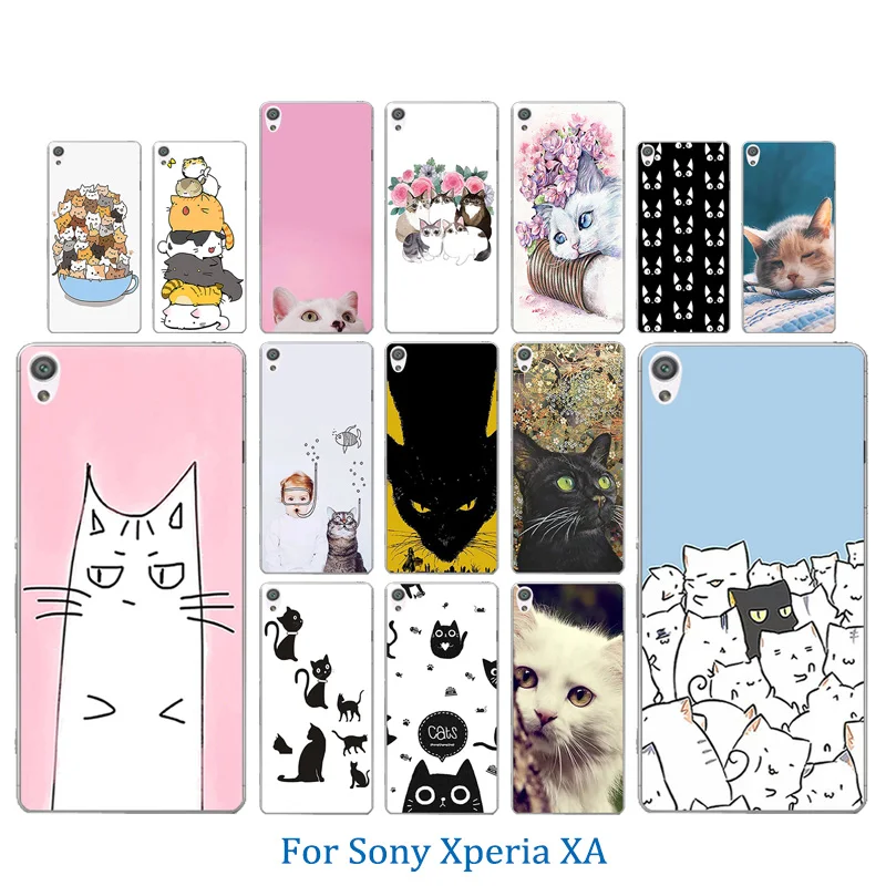Phone Cases Soft Silicone TPU FOR Sony Xperia XA F3111 Luck Cat Pattern Clear Back Cover Dual F3112 Protector Funda |