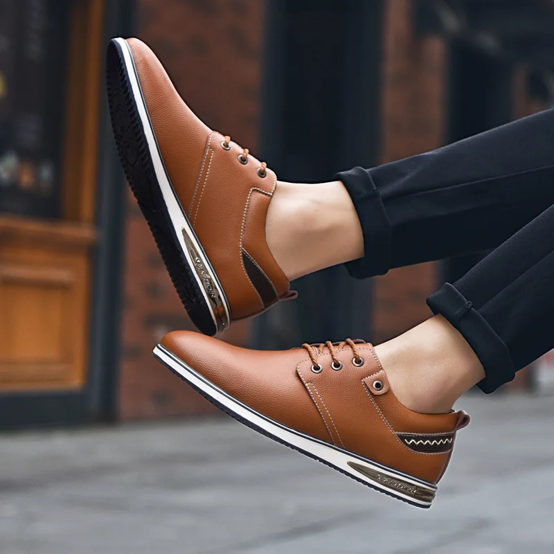 2018 Four Seasons Trend Youth Men Casual Shoes Genuine Leather Soft Comfortable Lace Up Loafers Low Style Male Sneakers Boot | Обувь