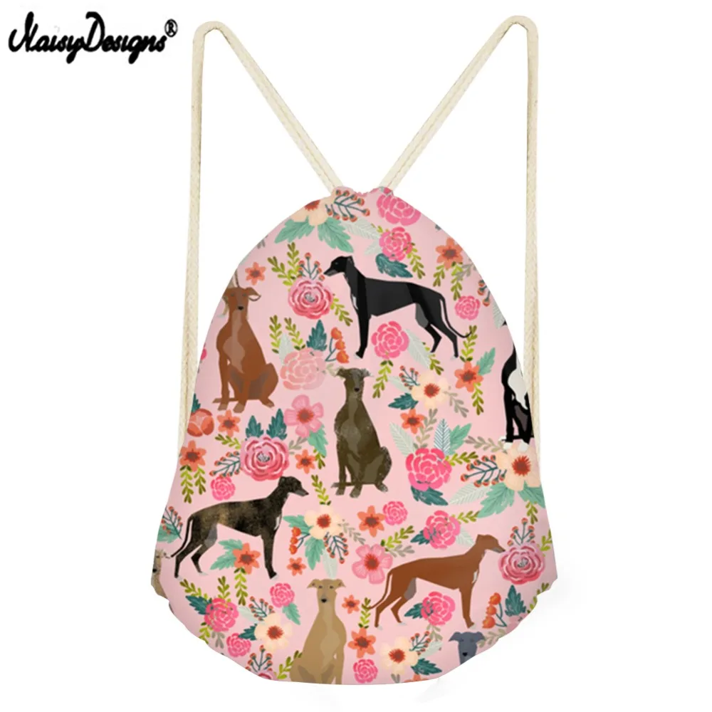 Бесшумные дизайнерские женские дорожные сумки со шнурком с принтом грейхаунда