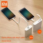 Кабель Micro USB для внешнего аккумулятора xiaomi, 2232 см, оригинальный, короткий, для зарядки и передачи данных, кабель для внешнего аккумулятора Android