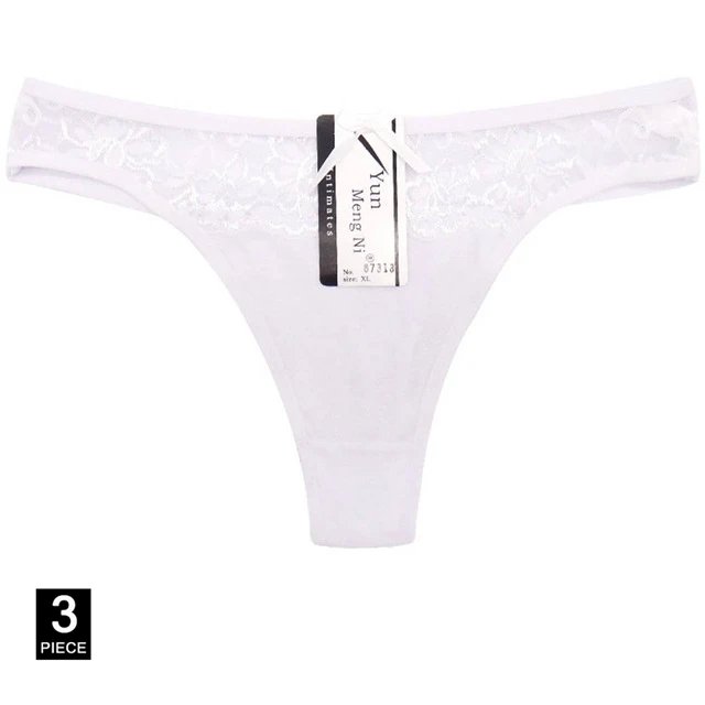 White-3 Pcs Женское нижнее белье, женские стринги, хлопковые трусы, нижнее белье, calcinha, женские бесшовные кружевные трусики, нижнее белье, 3 шт./лот - Цвет: White-3 Pcs
