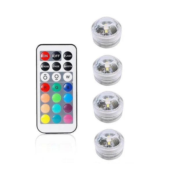 1 remote 4 lights Кнопка Батарея дистанционного водонепроницаемый RGB погружной светодиодный фонарь для использования под водой использовать ночную лампу для вазы аквариум вечерние Декор бассейна - Испускаемый цвет: 1 remote 4 lights
