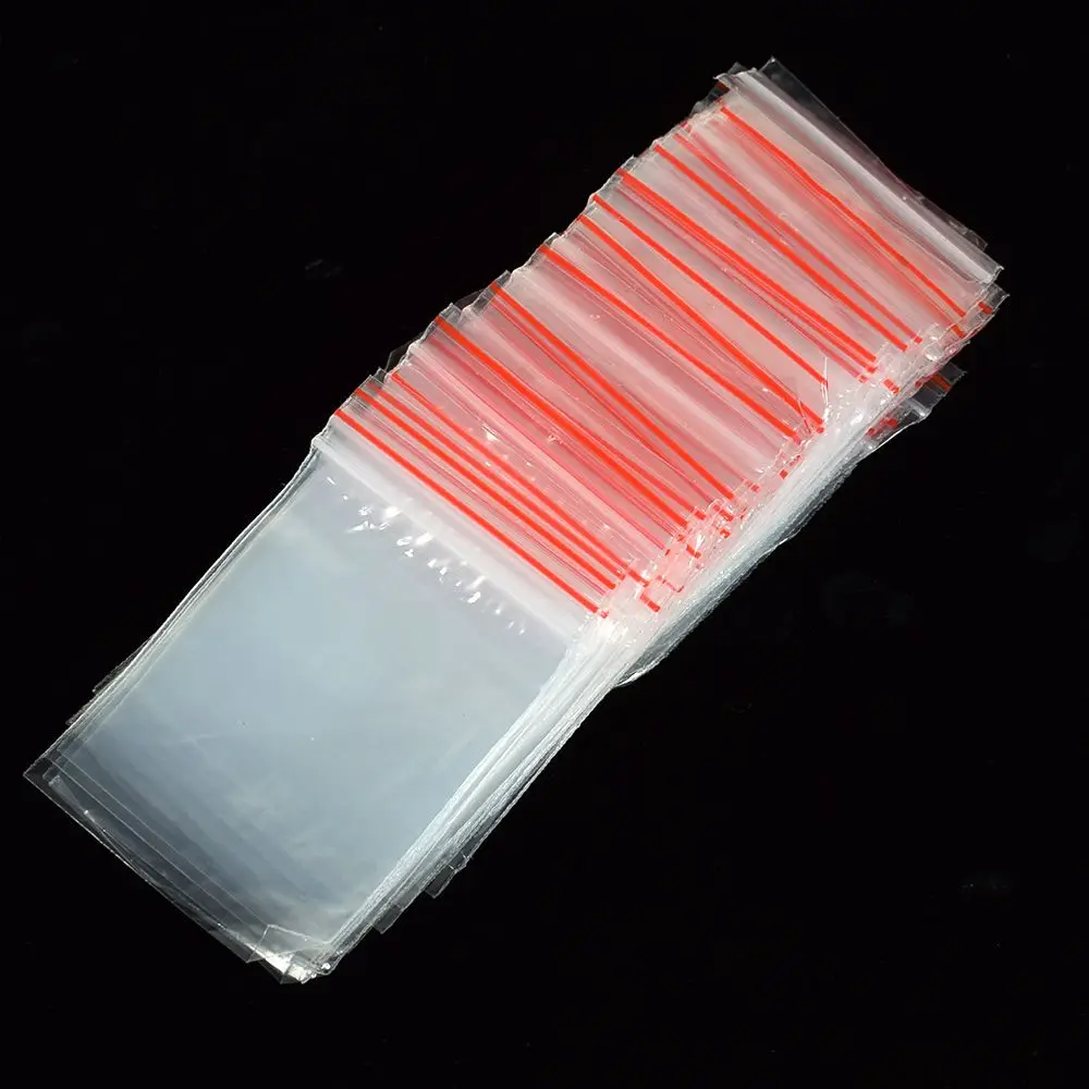 100 шт. пластиковые прозрачные сумки Ziplock самоуплотняющийся Саше на молнии для
