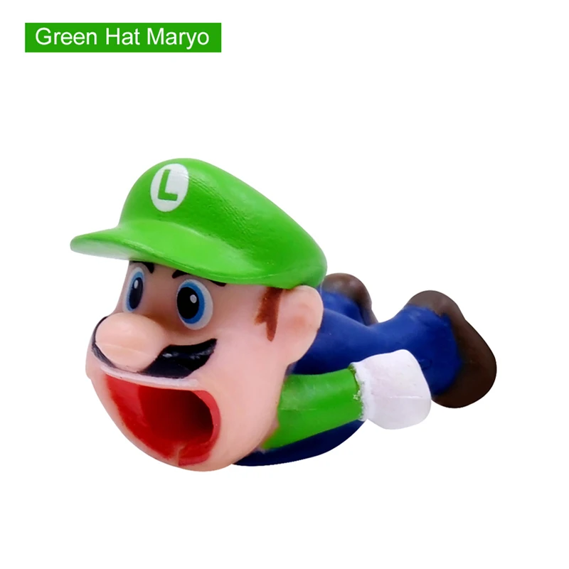 Green Hat Maryo CHIPAL милый укус животное кабель протектор органайзер для iPhone USB зарядное устройство провода моталки Chompers кунжута стежка мультфильм укусов держатель - Цвет: Green Hat Maryo