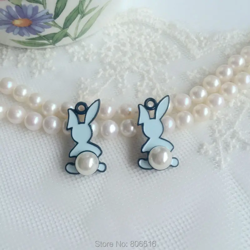 

25*14MM 36pcs " Blue Rabbit " Color Plated Alloy Jewellery Pendants Jewelry Charms