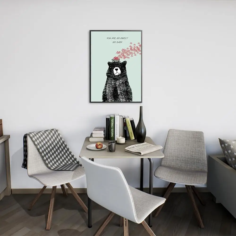 Мультфильм полярный медведь животное скандинавский художественный плакат