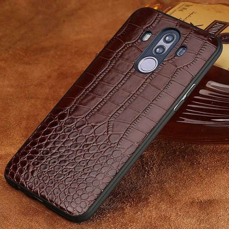 Натуральная кожа модный крокодиловый Чехол для телефона для huawei Nova 3 mate RS Plus P20 Pro 360 универсальная защита прочная - Цвет: brown