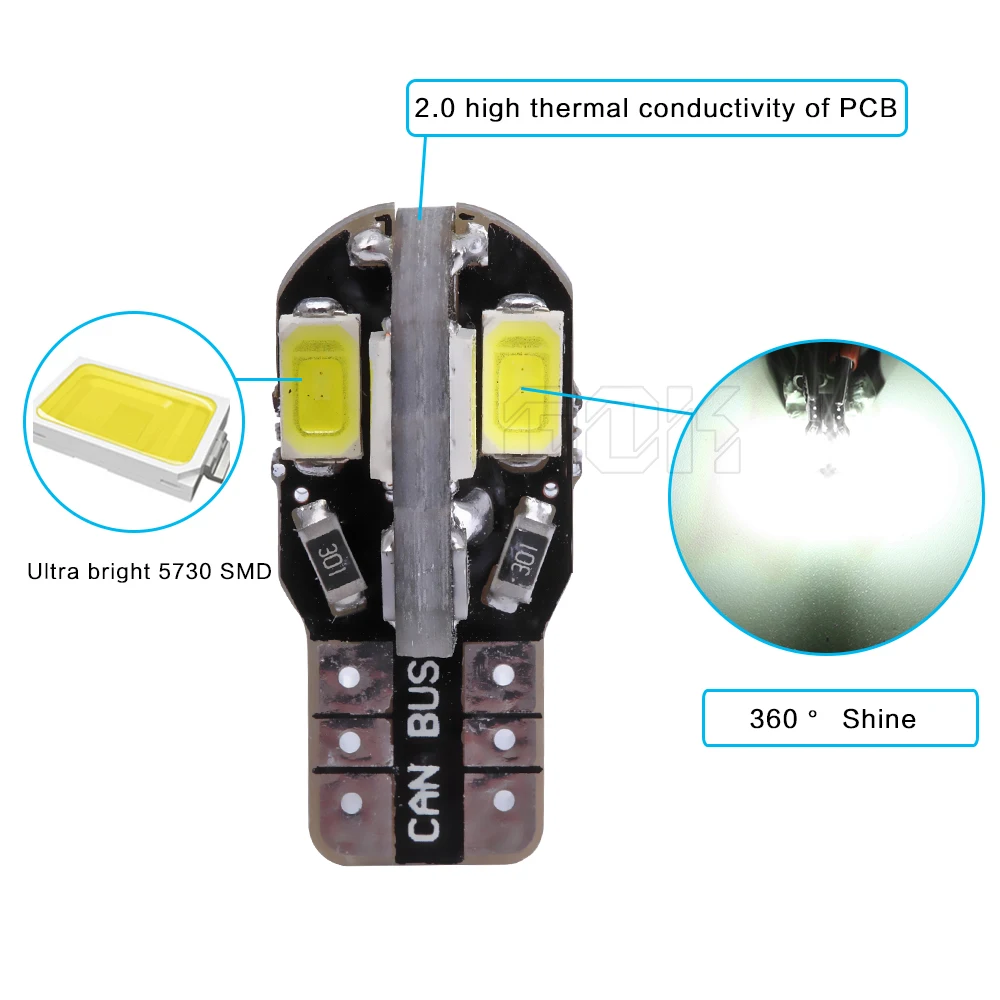 Фонари Внешние светодиодные 100 x без ошибок T10 w5w 194 5730 5630 t10 8smd|cars motion lamp|car hid lampcar sky |