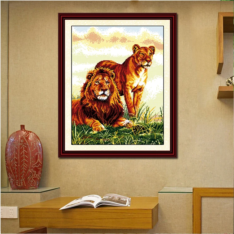 Joy Sunday Лев вышивка крестиком D040 14CT 11CT штампованные и счетные украшения для дома сопутствующие наборы крестиков со львом