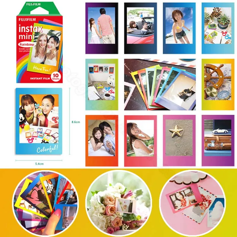Оригинальная цветная пленка Fujifilm Instax Mini для Fuji 9 8 7s 7c 70 90 25 50 мгновенная камера