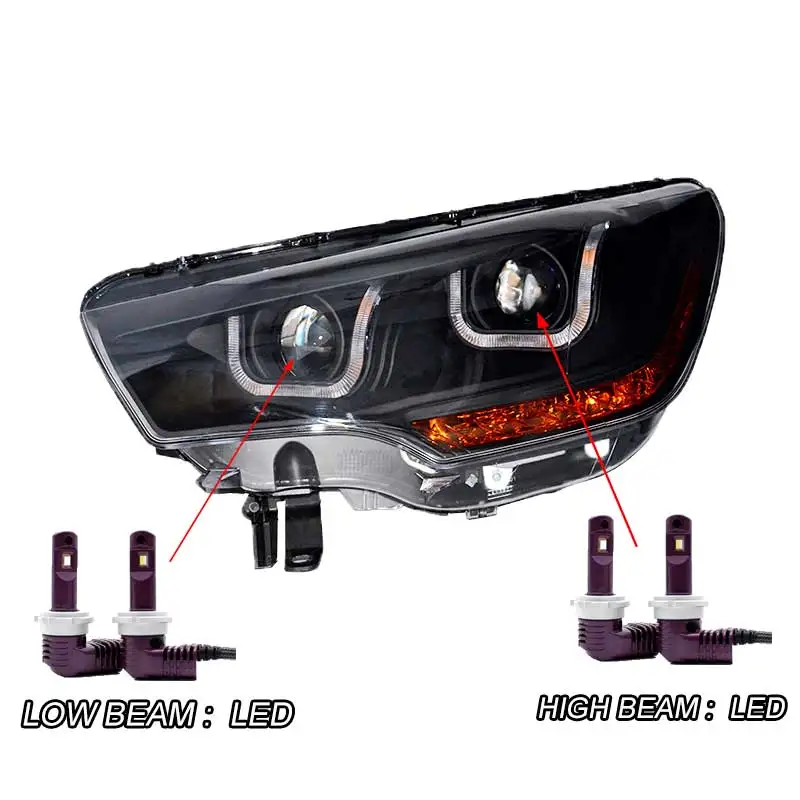 LED Автомобильный Стильный чехол для лобового фонаря для Citroen C4L 2013- фары светодиодный фары DRL Объектив Двойной Луч Биксеноновые HID аксессуары - Цвет: LED