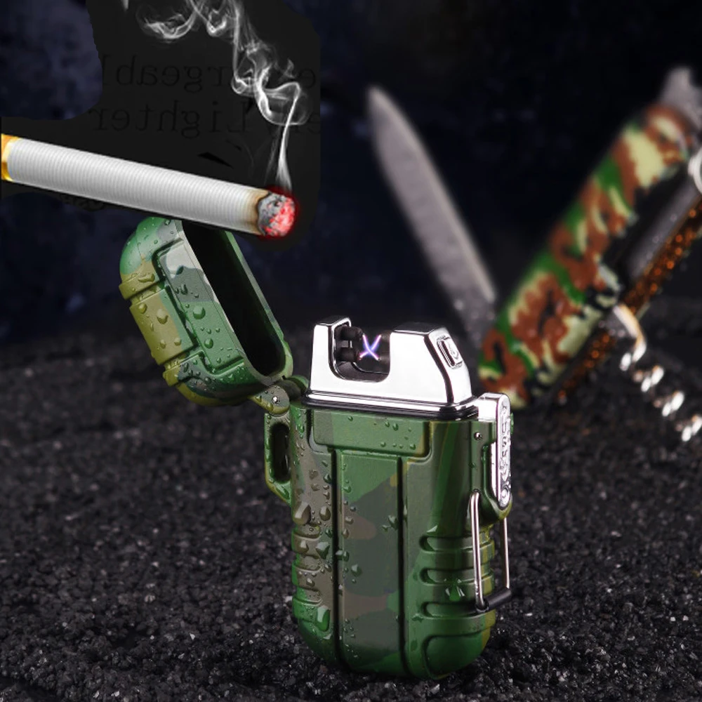 Водонепроницаемая usb зажигалка для сигарет с двойной дугой улицы кемпинга