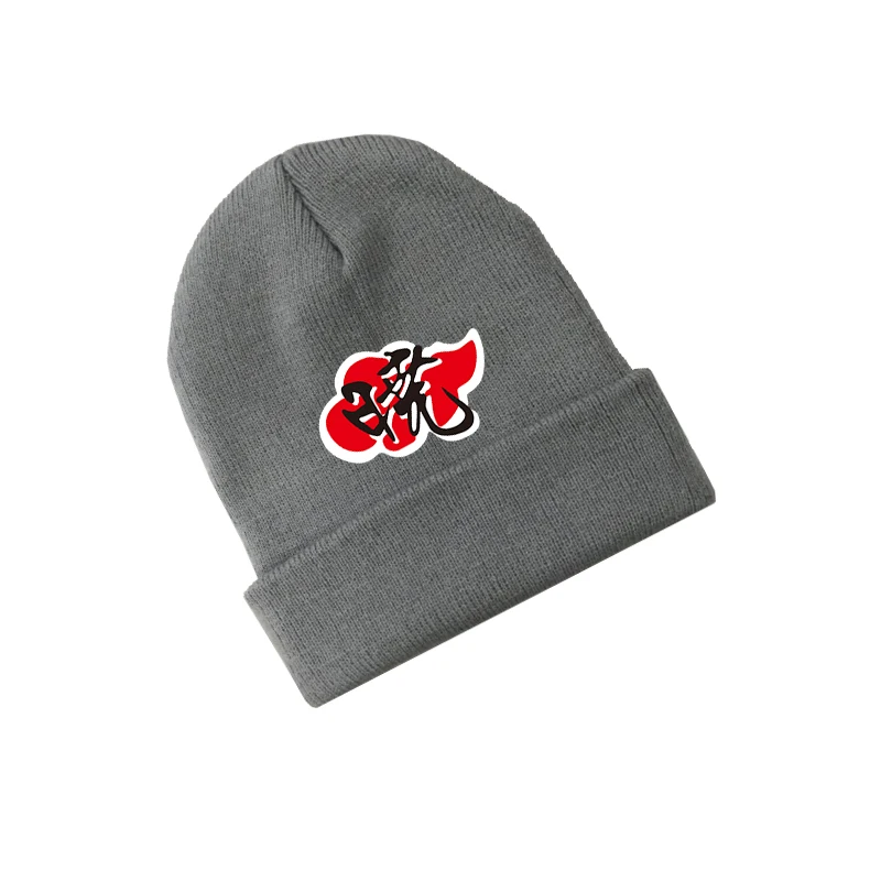 Gray Akatsuki Модная унисекс аниме Hokage Akatsuki Red Cloud Beanie хлопковая вязаная Лыжная Skullies Хип-хоп мешковатая шапка зимняя шапка для косплея теплый подарок - Цвет: Gray Akatsuki