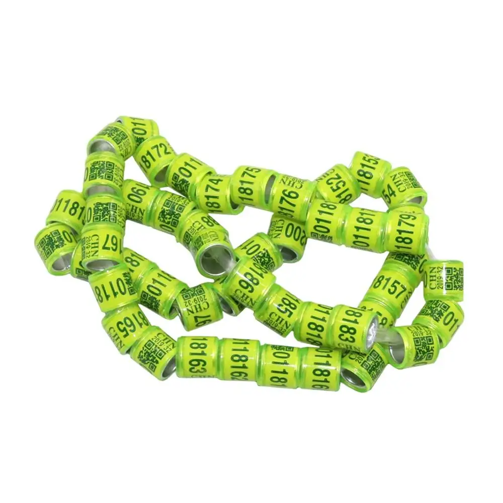 yellow green 50 шт., кольца для голубей, цифровое кольцо для ног для птиц, попугай, голубь, ножные кольца, принадлежности, аксессуары, инструмент для обучения птиц - Цвет: yellow green