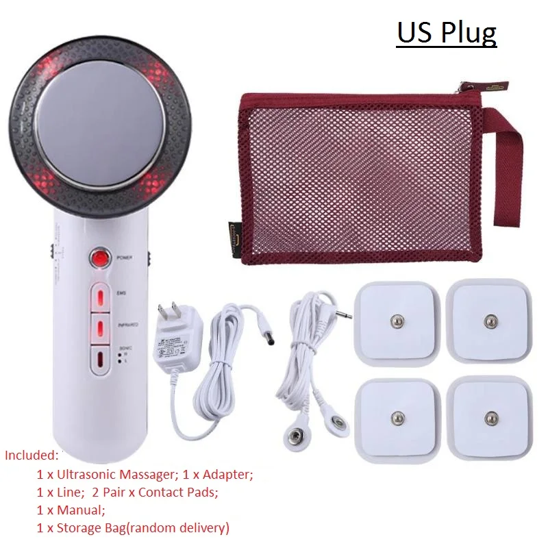 US Plug Ультразвуковая кавитация, жиросжигатель массажер для похудения тела ультразвуковая электронная система контроля потери веса Инфракрасный Комплект терапевтическое устройство дропшиппинг - Цвет: US Plug
