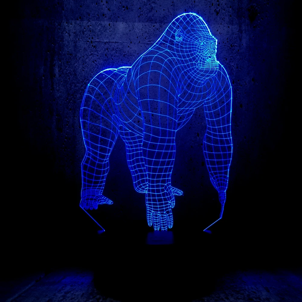 Активный животный орангутанг Горилла шимпанзе 3D USB светодиодный светильник