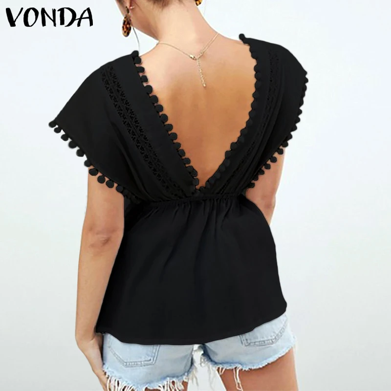 VONDA Новая модная блузка для беременных, Сексуальная Блузка без рукавов с v-образным вырезом для беременных женщин, блузки для беременных, блузки, рубашки больших размеров