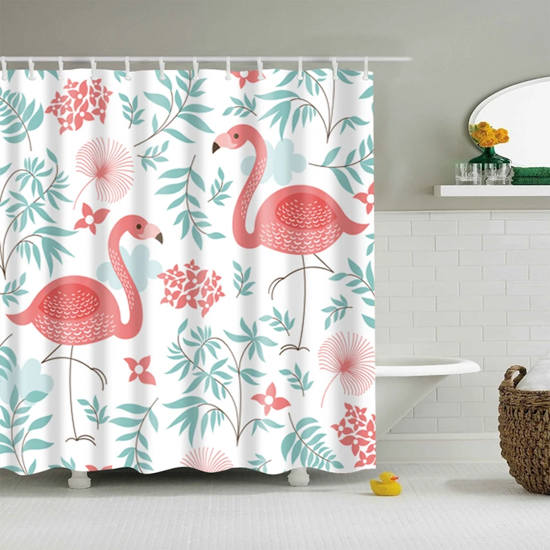 

Flamingo Animal Dog Hippo Cat Polyester Pink Shower Curtain High Quality Washable Decor Colorful Curtains for Bathroom Shower