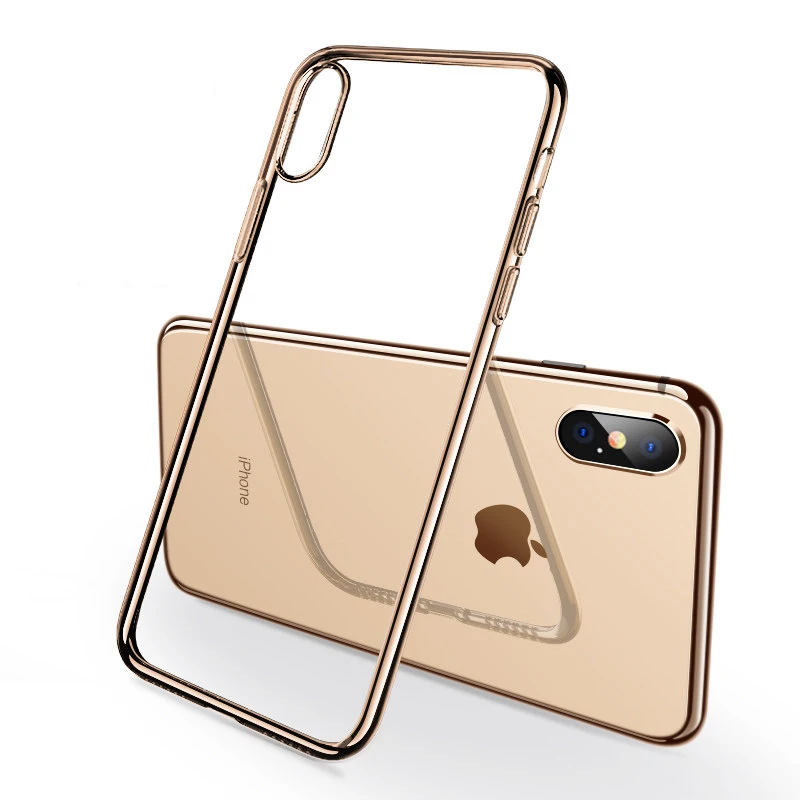 gold Роскошный прозрачный мягкий ТПУ чехол s для iPhone XR 8 8Plus 7 7Plus 6 6s Plus прозрачное покрытие блестящий чехол для iPhone X XS MAX чехол - Цвет: gold
