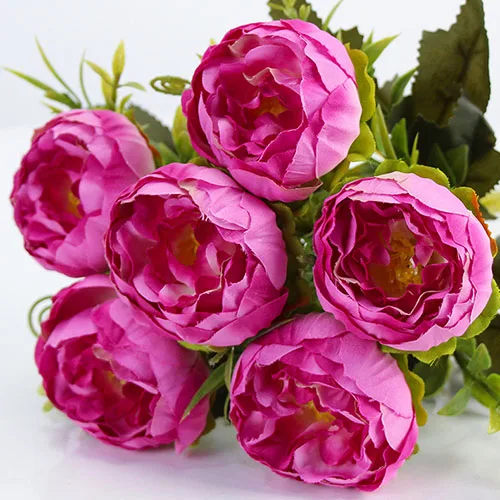 Rose Red YO CHO пионы Искусственные цветы розы красные 6 голов/букет Розовый Белый пион букет Свадебные украшения дома желтые поддельные цветы - Цвет: Rose Red