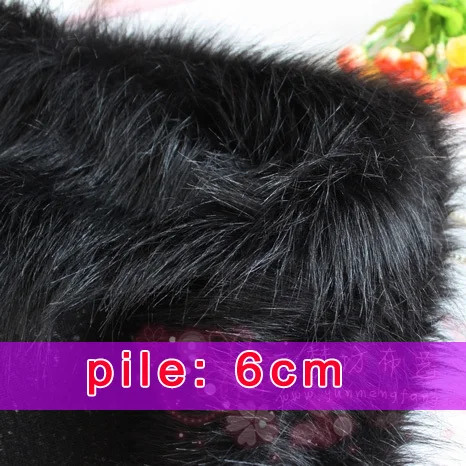 Черная однотонная ткань из искусственного меха (мех с длинным ворсом) костюмы для