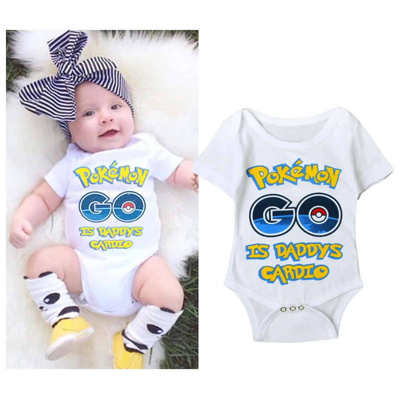 Комбинезон для новорожденных девочек и мальчиков Pokemon Go с коротким рукавом
