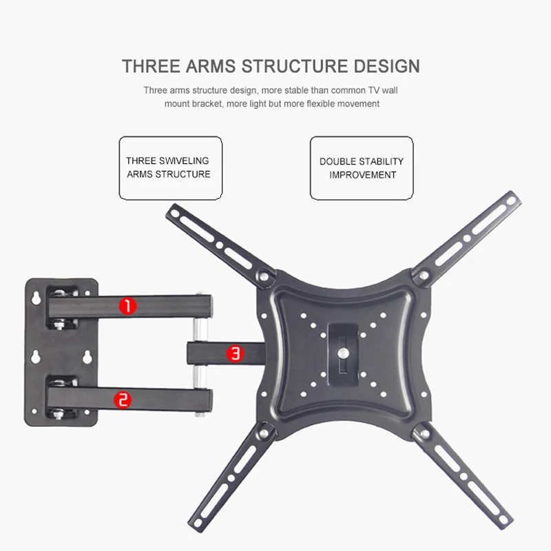 TV Wall Mount for 14-46&quot LED Plasma Flat Monitor up to 110lbs VESA 400x400 with Full Motion Swivel Articulating Extension Arm |