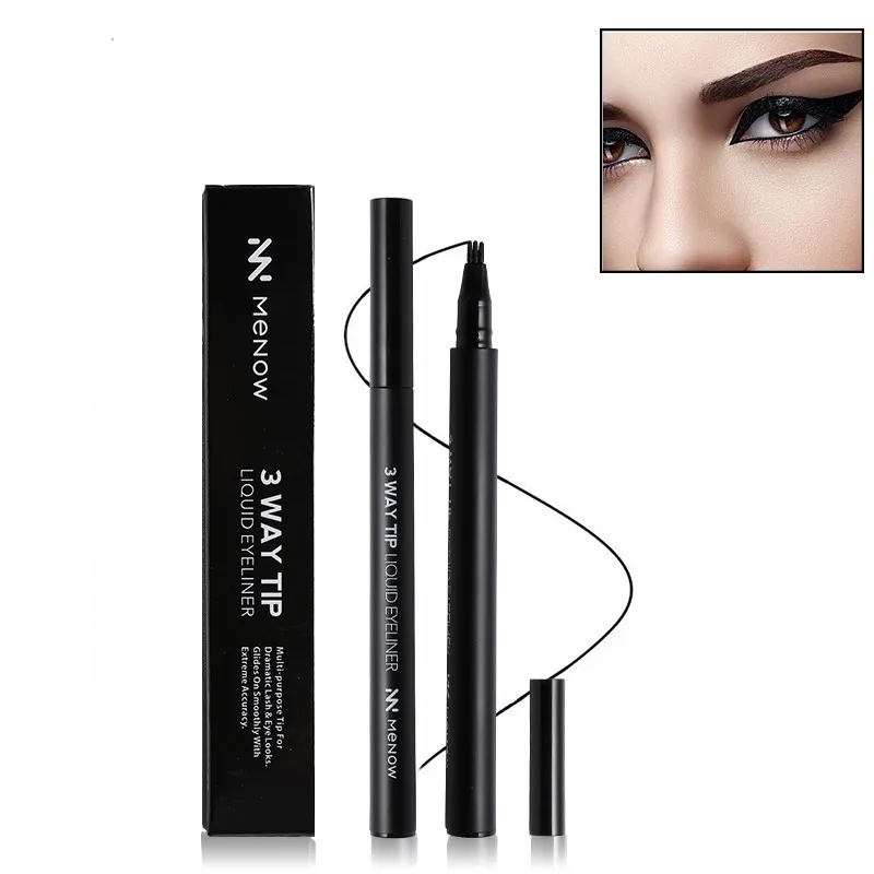 

Full Professional Makeup Smoky Eye Liner Makeup 3 Way Tip Liquid Eyeliner Pencil Black Eye Liner Pen Waterproof Deep Eyes