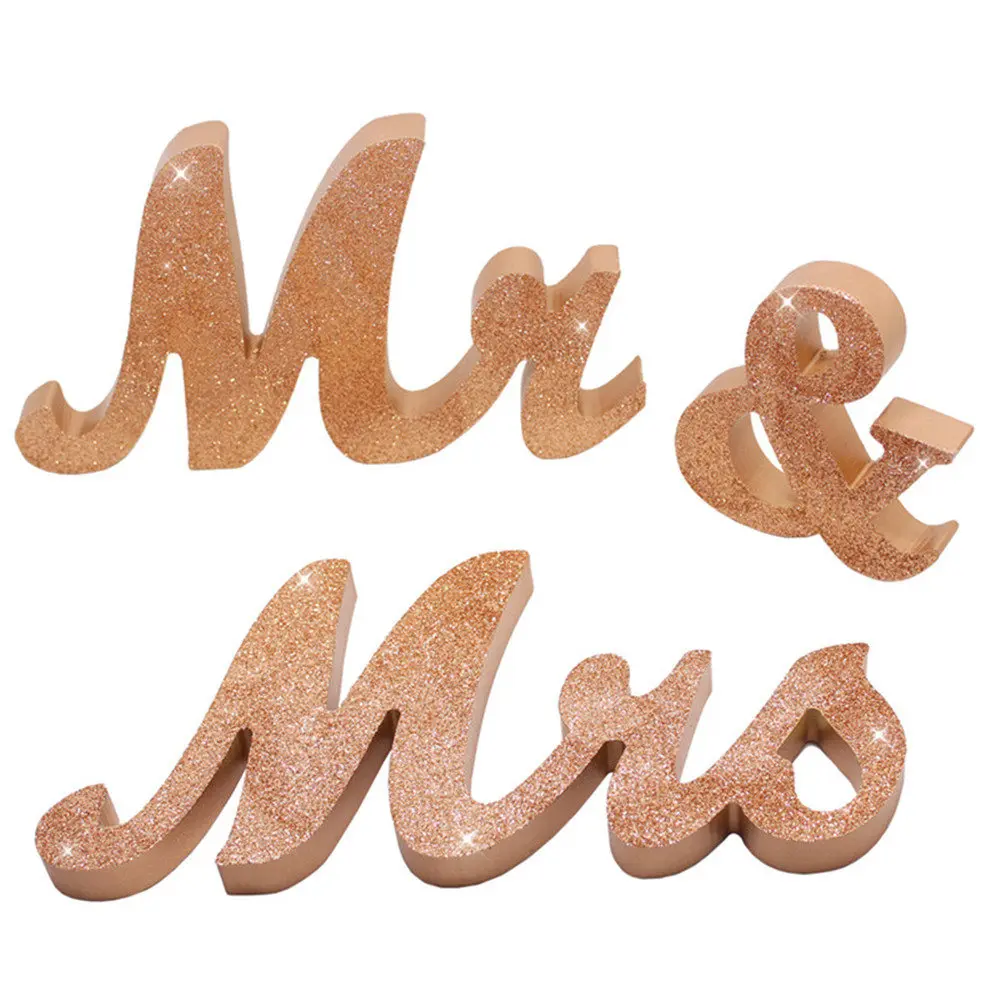 Champagne Gold Деревянный знак Mr and Mrs свадебное украшение для милый декор стола Mr Mrs набор Mr& Mrs буквы украшения для свадьбы - Цвет: Champagne Gold
