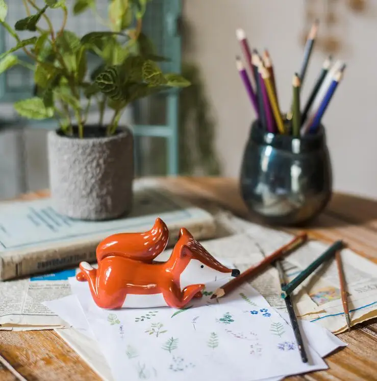 Новые поступления современные керамические фигурки лисы креативные статуи