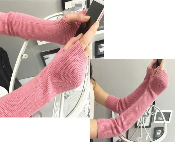 Женские вязаные шерстяные рукава длинные варежки перчатки без пальцев зимние