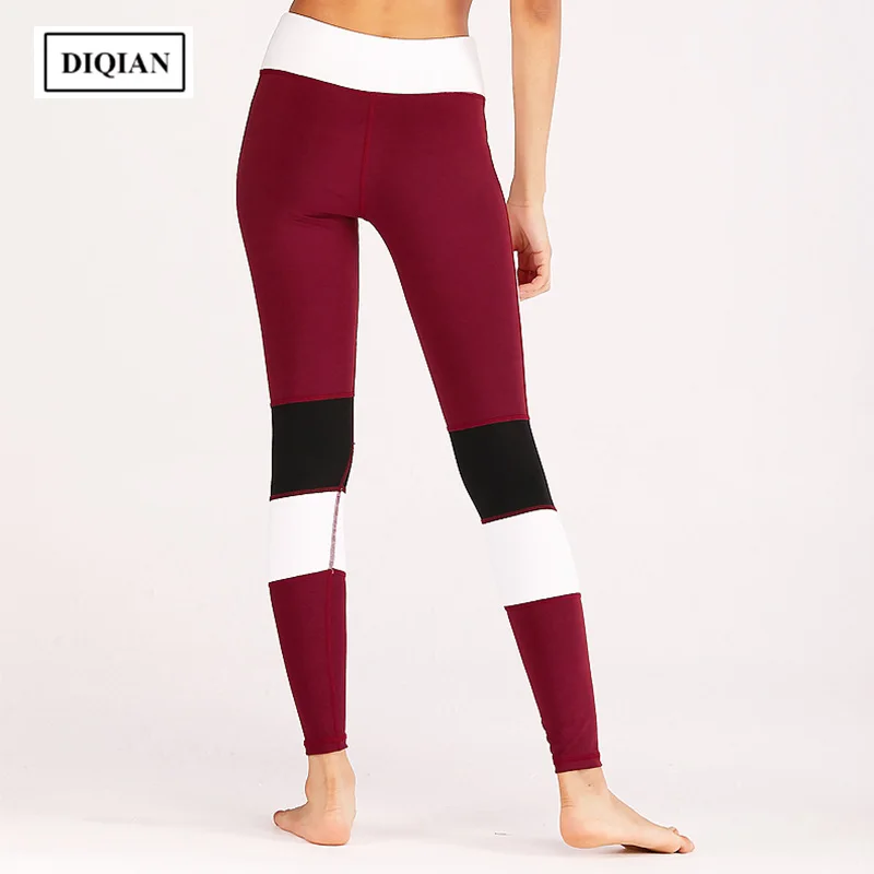 DIQIAN Bodybuilding Splicing Women Yoga Pants Fitness Running Femme Gym Training Ninth Sportwear Plus Size XL | Спорт и развлечения