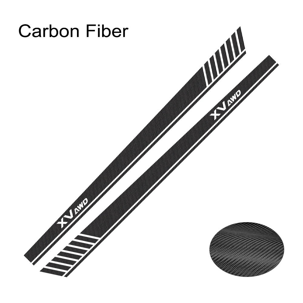 Carbon Fiber Автомобильные длинные Боковые Полосатые наклейки, виниловая пленка, гоночный спортивный стиль, наклейки для автомобилей для Subaru XV, Стайлинг, тюнинг, автомобильные аксессуары - Название цвета: Carbon Fiber