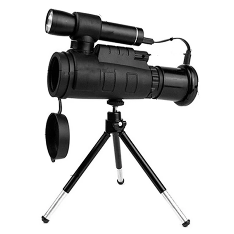 Black Инфракрасный телескоп цифровой мощный Монокуляр 40X60 Zoom Монокуляр Телескоп для смартфона со штативом путешествия охотничий лагерь - Цвет: Black