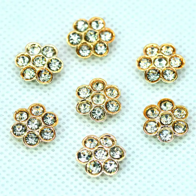 Блестящие цветочные пуговицы стразы с плоской задней стороной 20 шт. 10