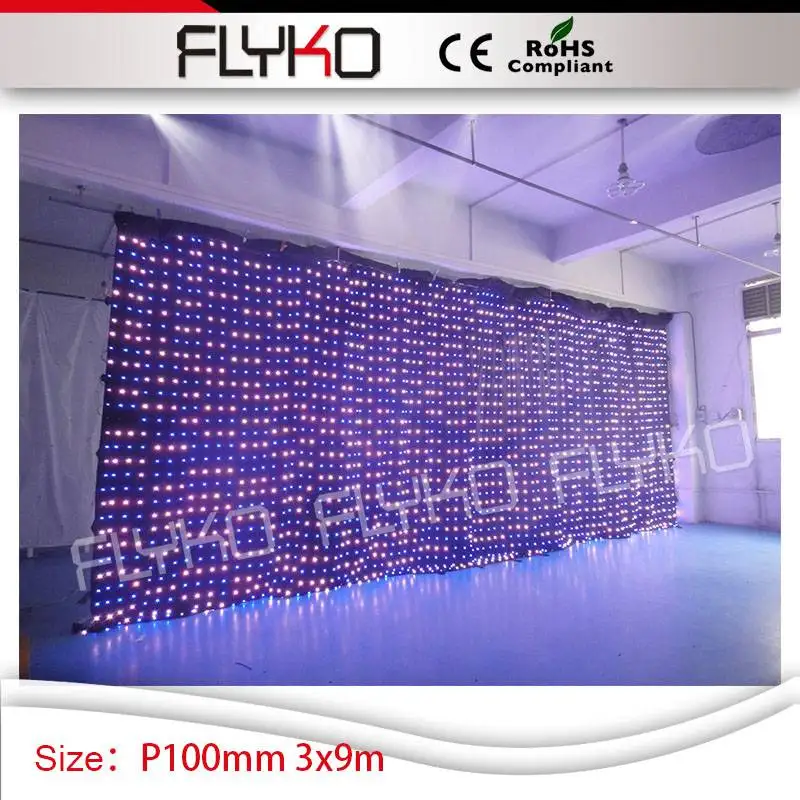 china sexxx video led curtain 3m high by 9m width dj stage P100mm vision | Лампы и освещение