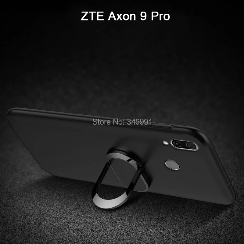 Чехол для zte Axon 9 Pro A2019 Pro, 6,21 дюймов, мягкий черный силиконовый магнитный автомобильный держатель, кольцевой чехол для zte Axon 9 Pro A2019PRO, чехол s