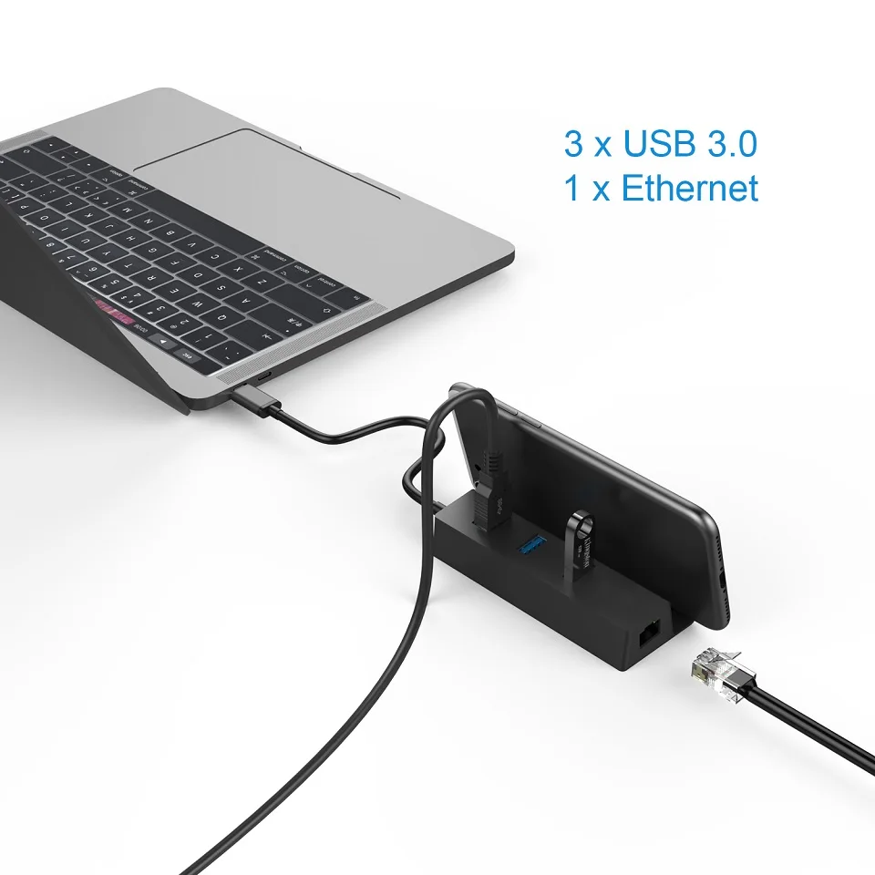 USB 3 1 концентратор с портами держателем для телефона Тип C Гигабитного Ethernet LAN RJ45