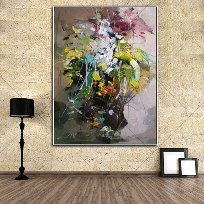 Красочный нож ручной работы картина с цветами абстрактные картины на холсте