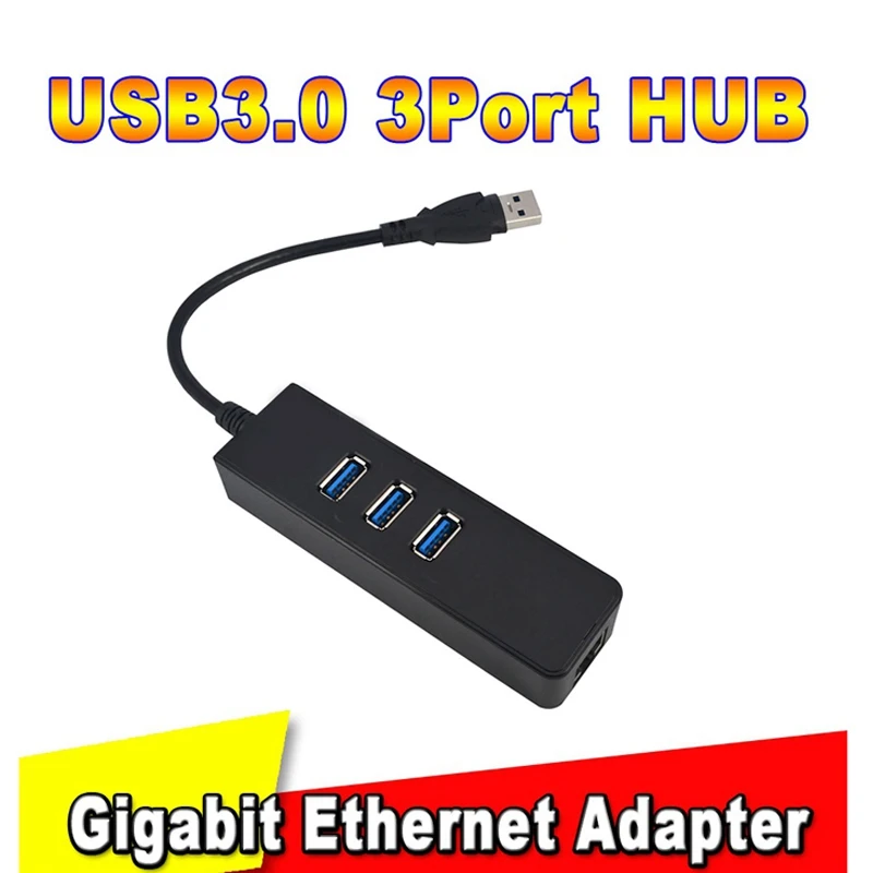 High Speed 3 Ports Usb 3.0 Hub 10/100/1000 Mbps To Rj45 Gigabit Ethernet Lan Wired Network Adapter Converter For Mac | Компьютеры и
