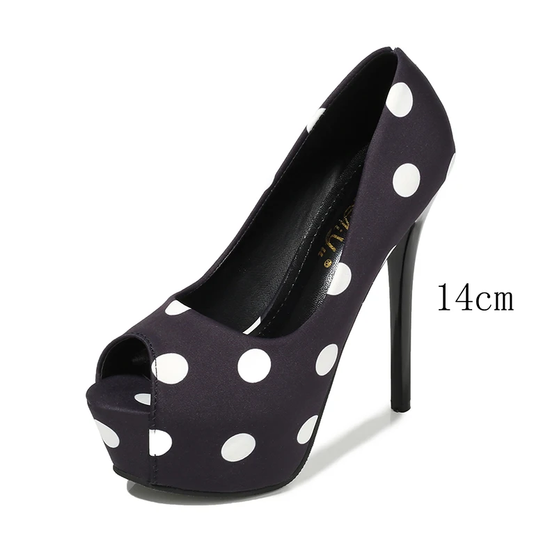 black 14cm Г., новые туфли на платформе женские туфли-лодочки с открытым носком женская обувь женские вечерние свадебные туфли на высоком каблуке chaussure femme talon - Цвет: black 14cm
