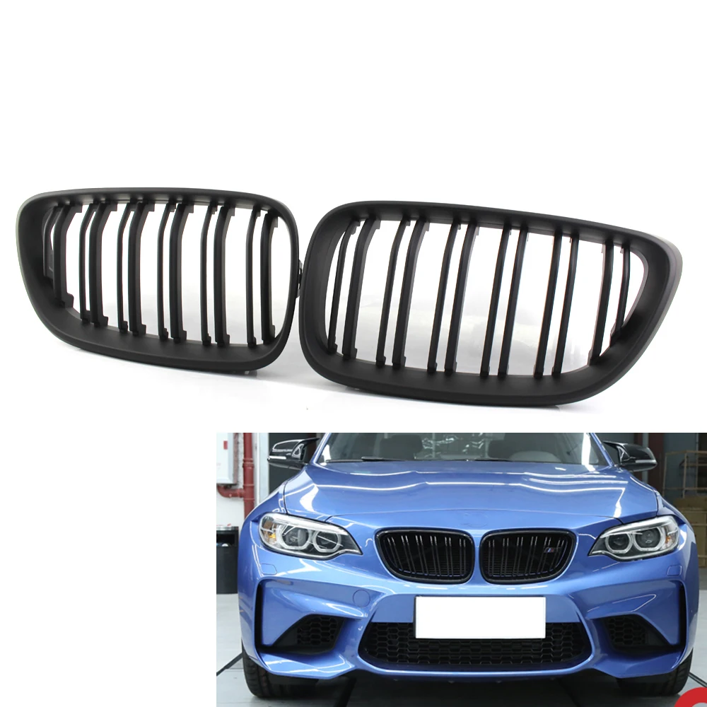 

Pair Kidney Grille Grill Matte Black M2 Style For BMW F22 F23 220i 228i 235i M235i F87 Coupe Convertible 2 Door 2014-18