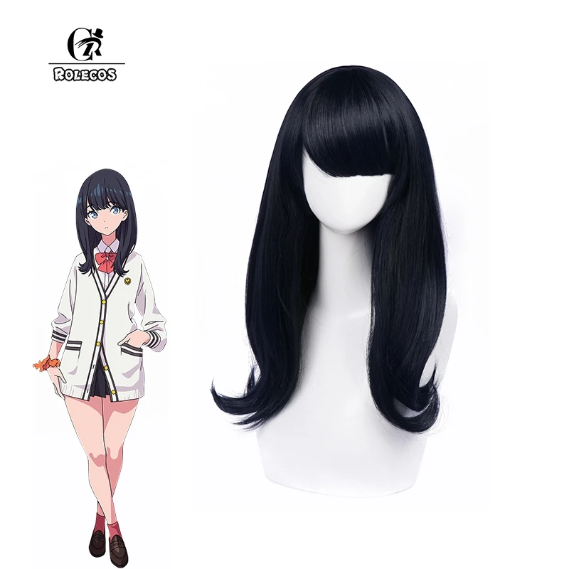 Женские волосы для косплея ROLECOS SSSS. GRIDMAN черные длинные прямые 40 см|Аксессуары