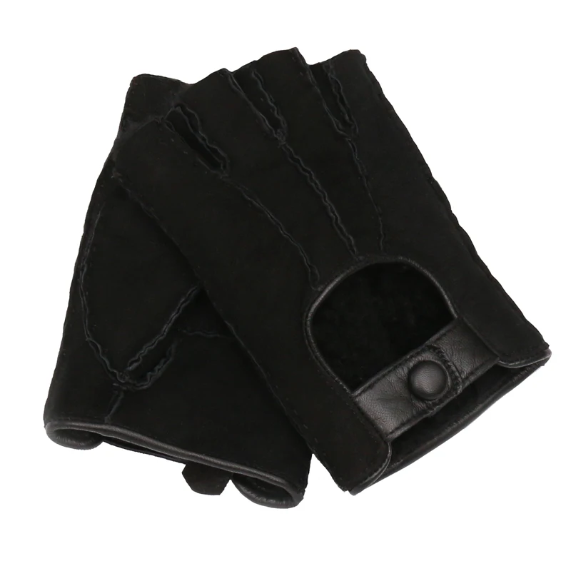 Женские кожаные перчатки Gours черные и коричневые из натуральной козьей кожи с