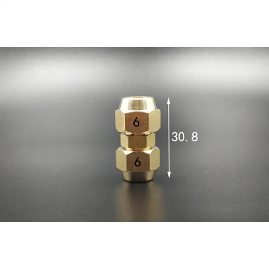 

Straight Pipe Fitting Brass Flare Tube OD 6mm Adapter Union With Nut Connector
