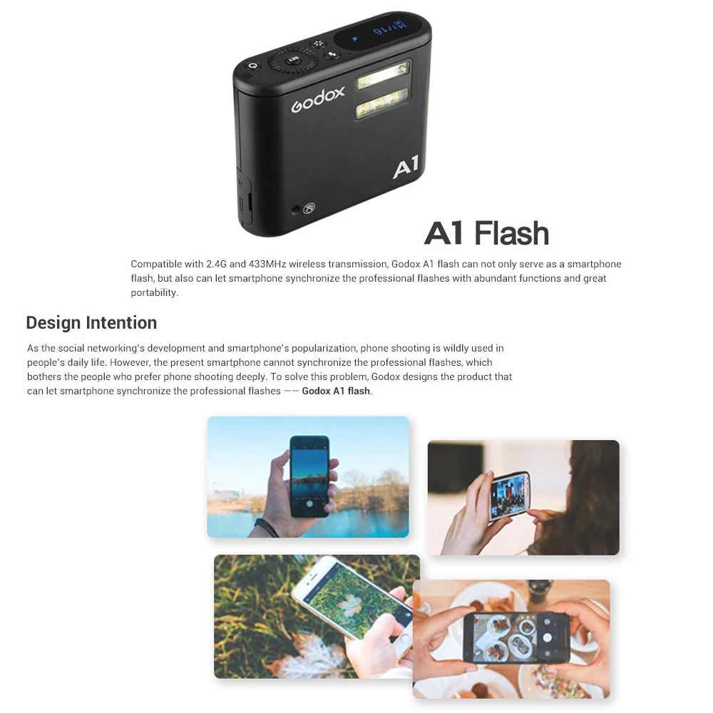 Godox A1 смартфон Вспышка Speedlite 2,4 г Беспроводной Системы триггер Управление при постоянном светодиодный светильник для iPhone 6S 7 plus