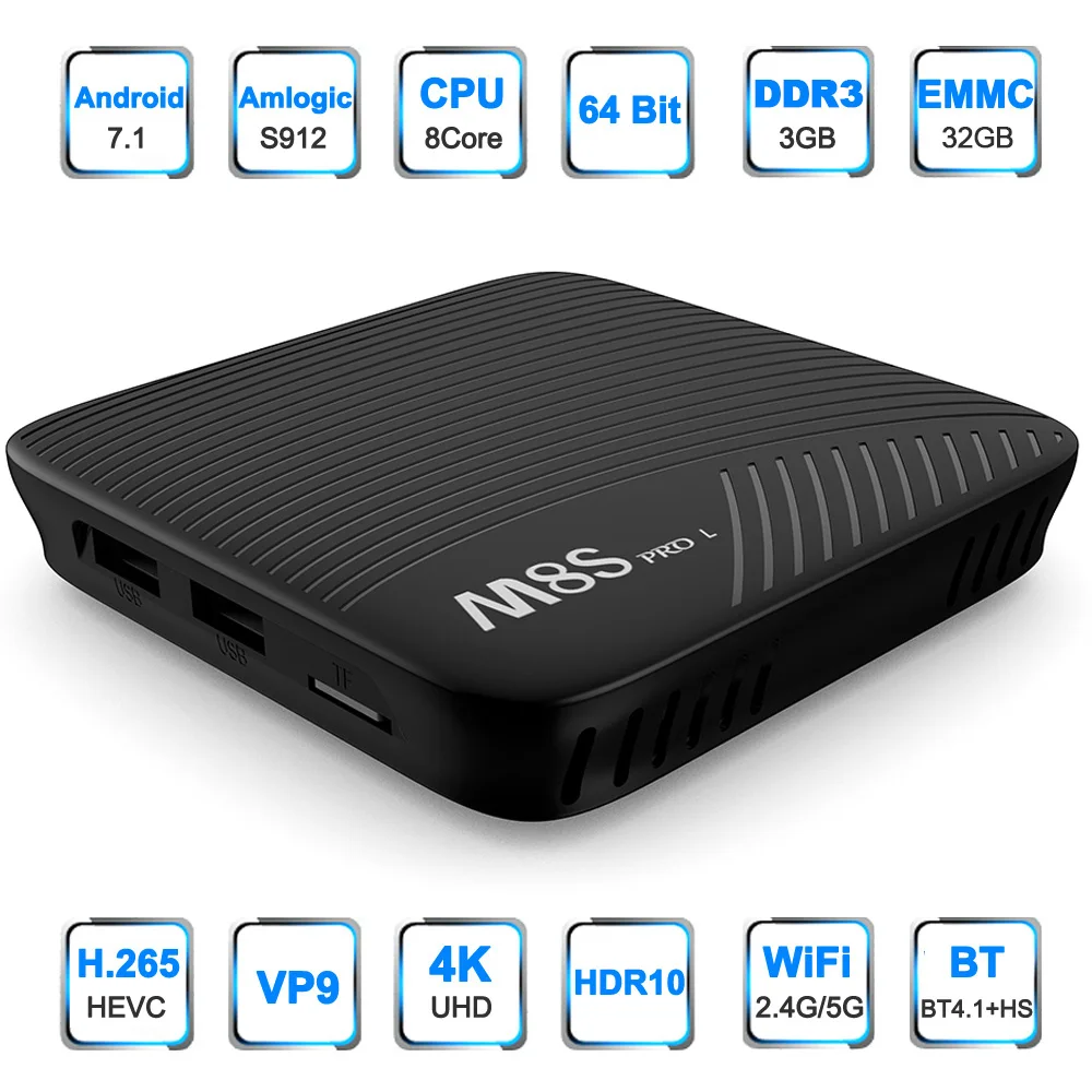 ТВ-приставка Mecool M8S PRO L 50 шт./лот 4K Android 7 1 Голосовое управление 3G RAM DDR3 16G/32G ROM |