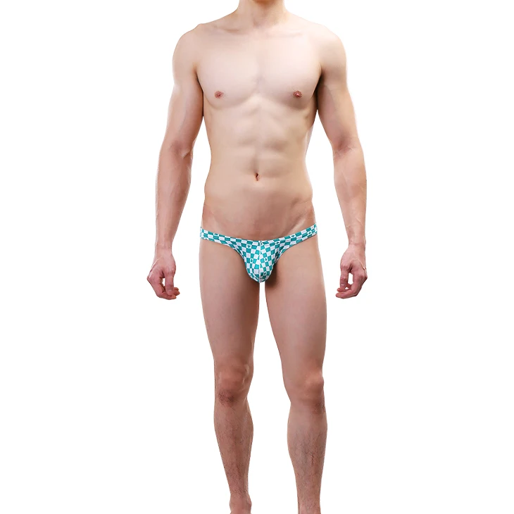 

Men Briefs Shorts Sexy Gay Underwear Slim Ice Silk Panties Man Plaid Breathable U Convex Pouch Underpants Cueca masculina ropa