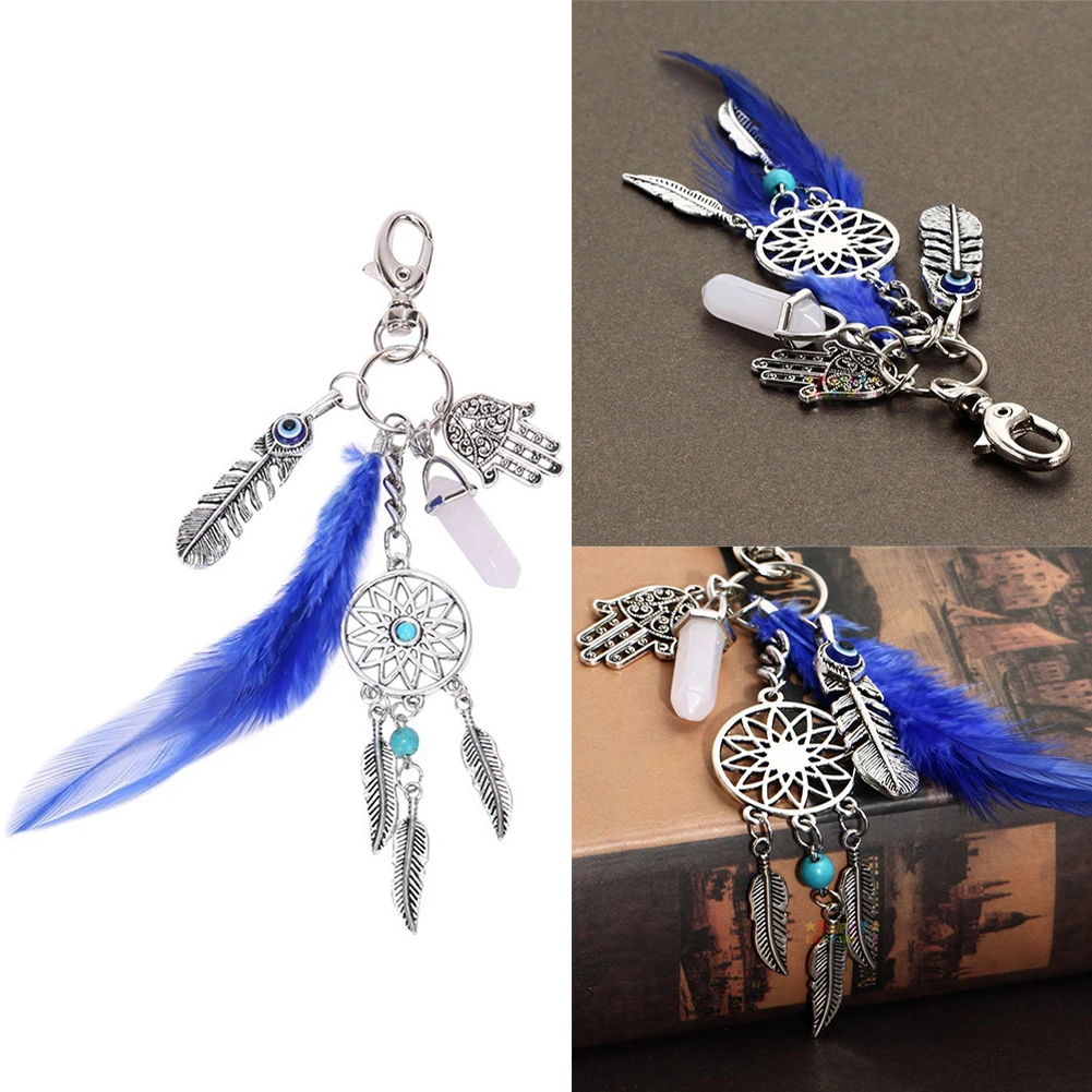 Богемные Инь Ян брелок Ловец снов перо кисточкой лист модный серебряный орнамент
